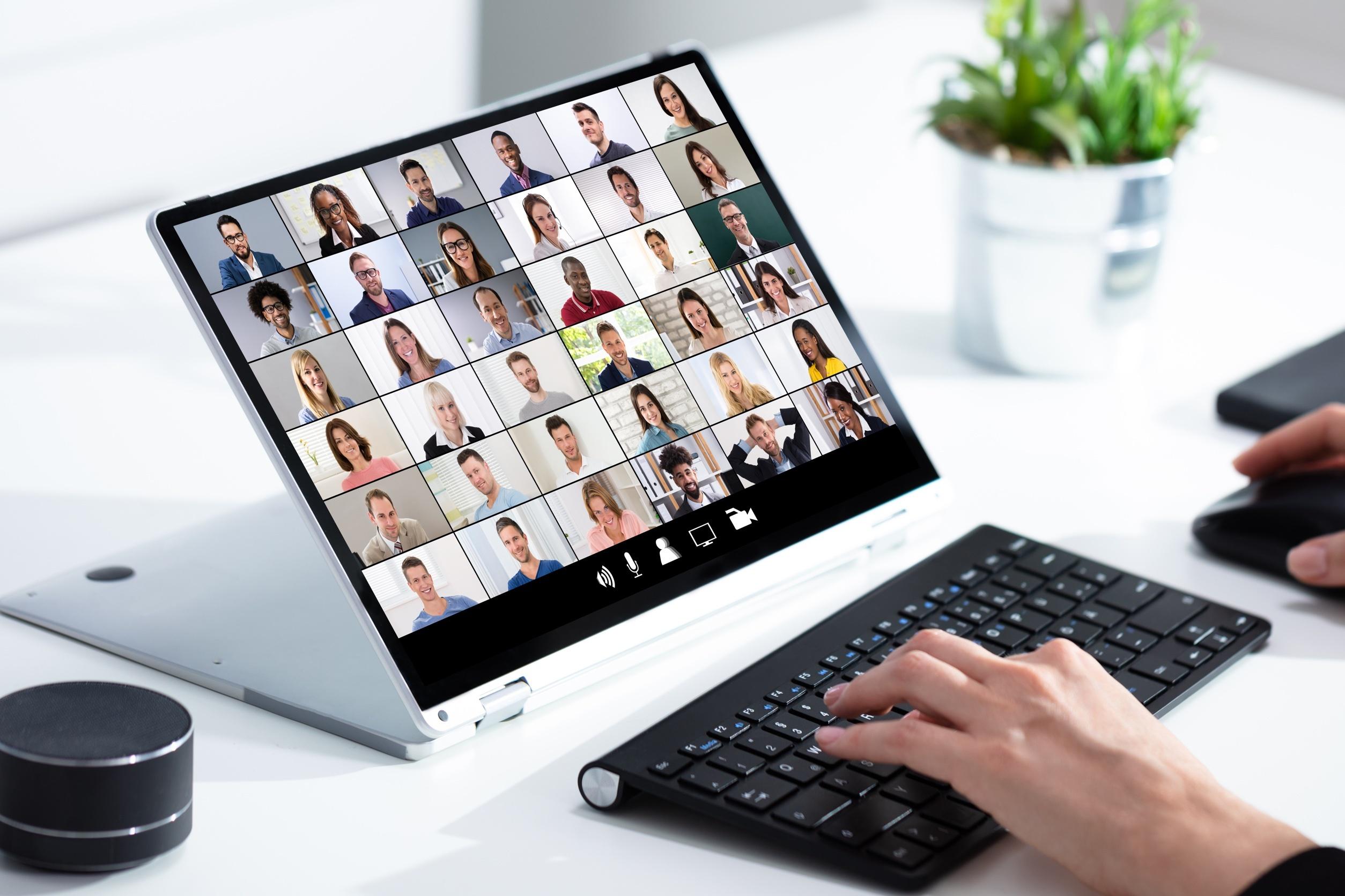 Laptop screen with videoconference